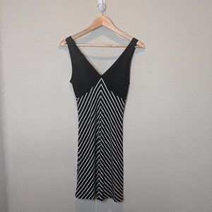 Exposure Black and White Striped Dress L